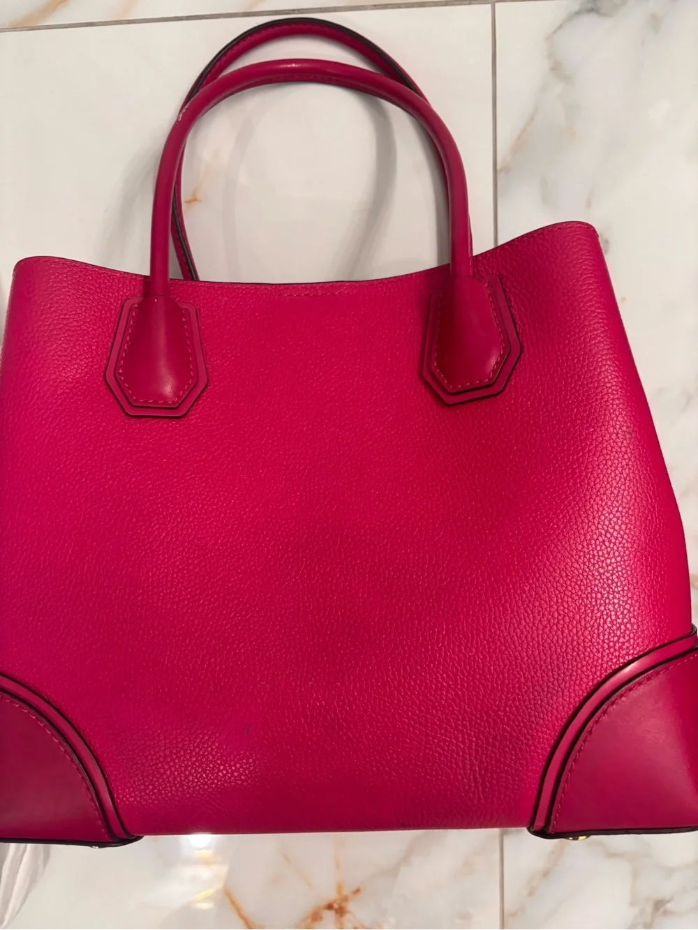 Michael Kors Hot Pink Leather Tote with Gold Padlock